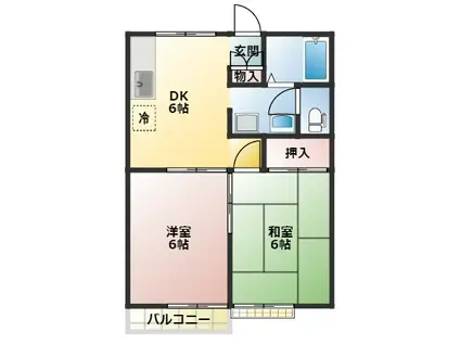 エルピースA(2DK/2階)の間取り写真