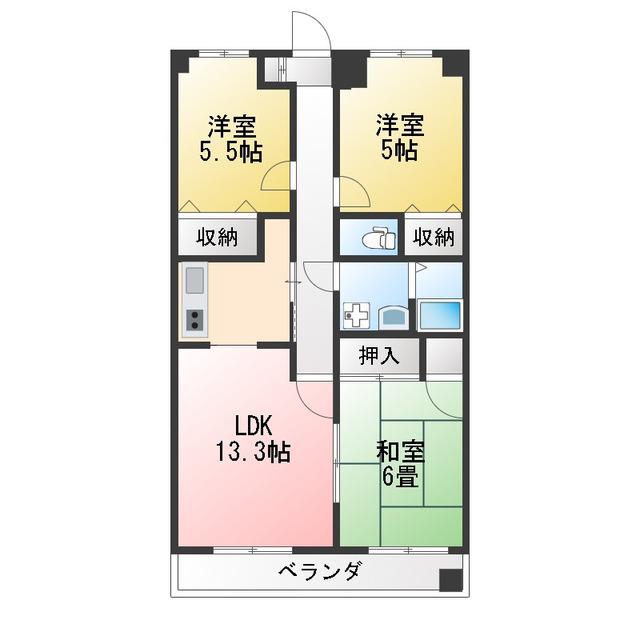 ルミエールII(3LDK/7階)の間取り写真