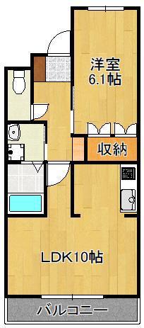 プリオールB(1LDK/1階)の間取り写真