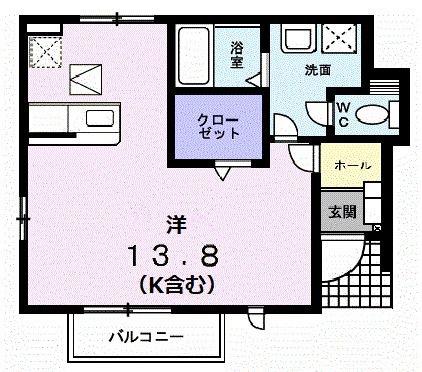 ブリアント・ベル(ワンルーム/1階)の間取り写真