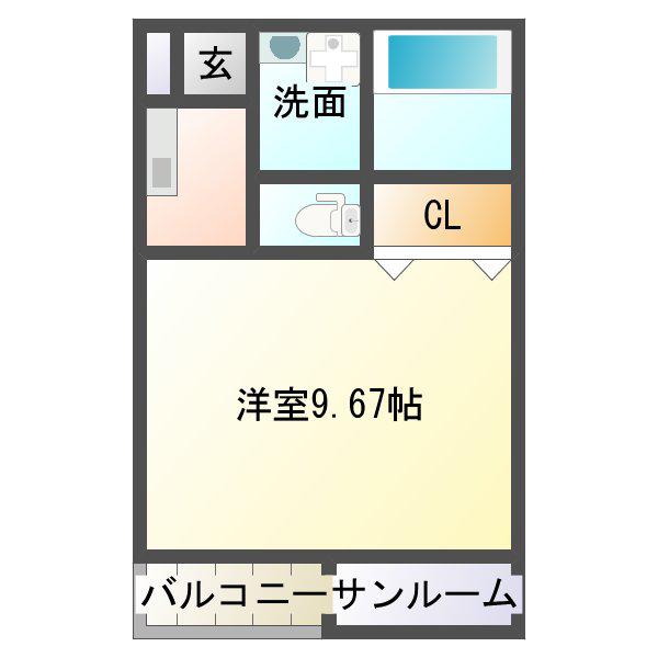 サンハイツ岡崎K(1K/1階)の間取り写真