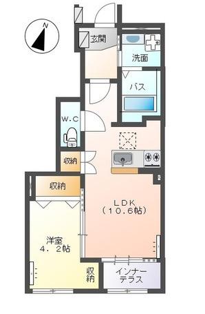 パレスコート トーケン(1LDK/1階)の間取り写真
