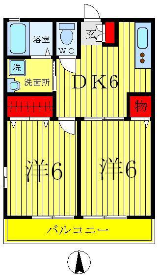 メゾンサンライズ(2DK/2階)の間取り写真