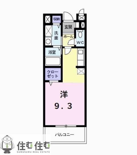 名鉄三河線 若林駅(愛知) 徒歩57分 2階建 築21年(ワンルーム/2階)の間取り写真