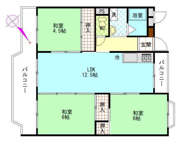 フォレスト(3LDK/1階)の間取り写真
