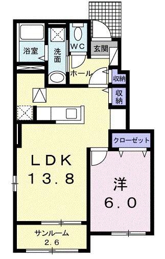 サニーレジデンス III(1LDK/1階)の間取り写真