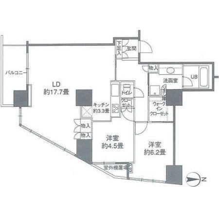 カスタリアタワー品川シーサイド(2LDK/9階)の間取り写真