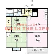 サンビレッジ津福(3DK/1階)の間取り写真