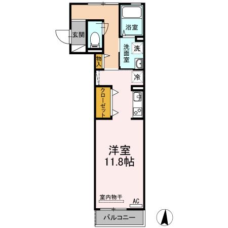 D-ROOM船町(ワンルーム/3階)の間取り写真