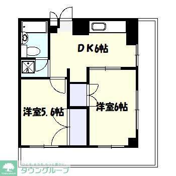 アメニティ東町(2DK/4階)の間取り写真