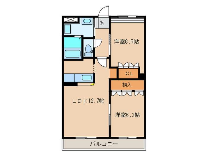 NOTHERN BLUE TOWN(2LDK/2階)の間取り写真