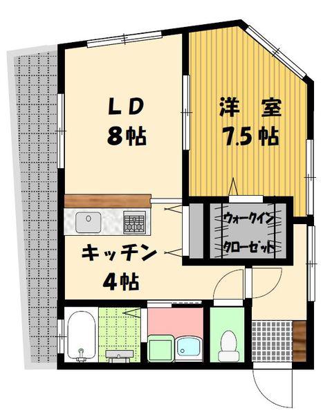 永瀬ビル(1LDK/3階)の間取り写真