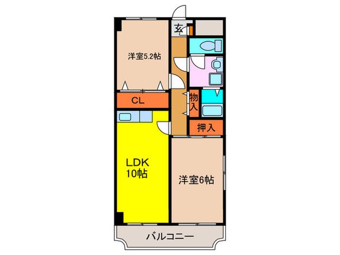 ポプラハウス(2LDK/2階)の間取り写真