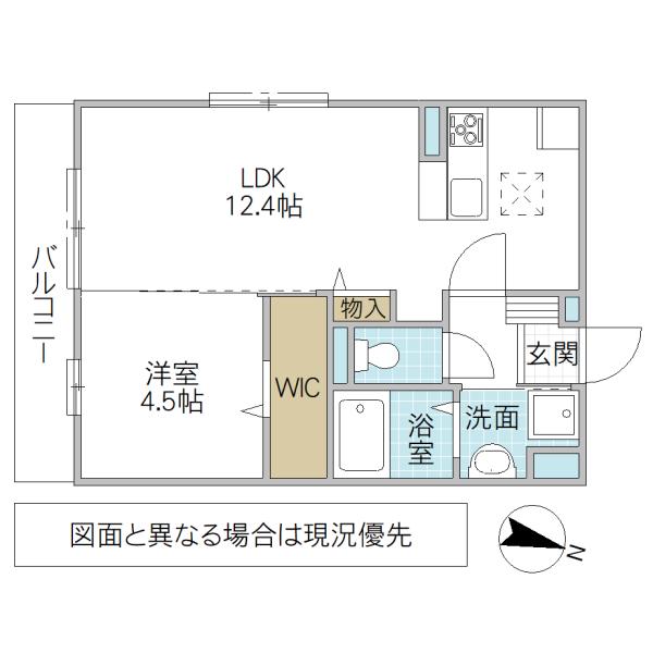 ハルメゾン三の丸(1LDK/1階)の間取り写真