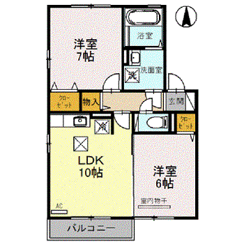 ソレイユナカジマ(2LDK/1階)の間取り写真