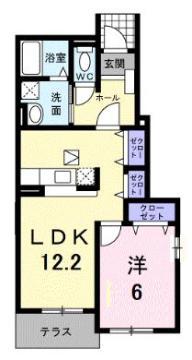 ラルジュグリーンC(1LDK/1階)の間取り写真