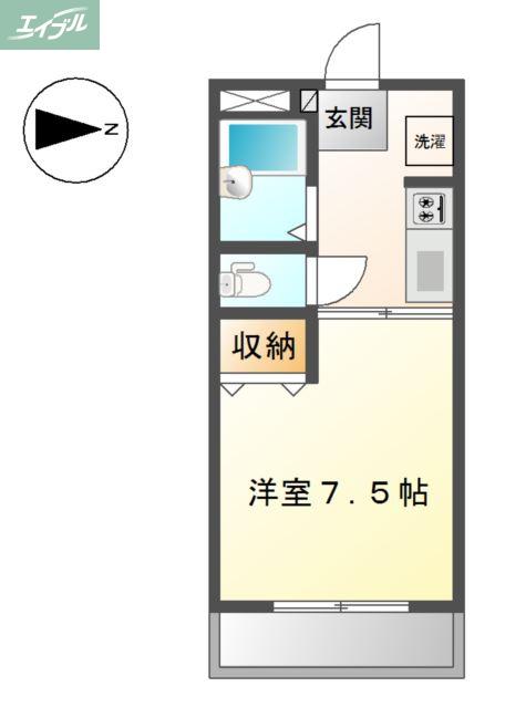 パープルメゾンII(1K/1階)の間取り写真