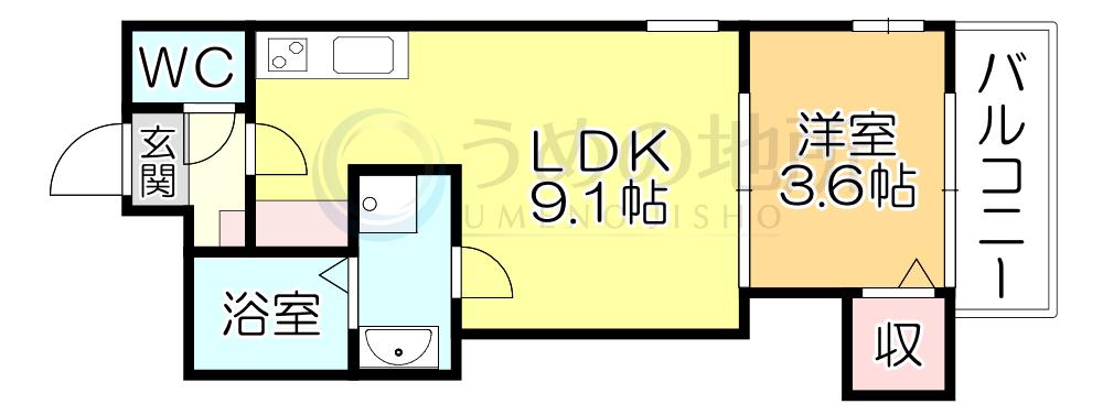 CHERIM西鉄久留米IV(1LDK/3階)の間取り写真