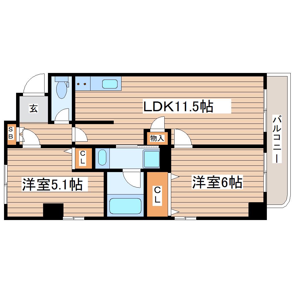 オンディーヌ(2LDK/3階)の間取り写真