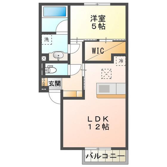 パルミエ III(1LDK/1階)の間取り写真