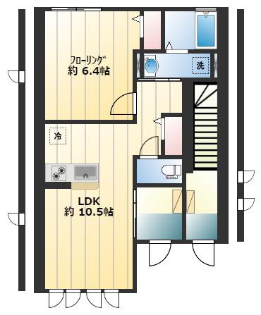 セレスティ・アイル 北館(1LDK/1階)の間取り写真