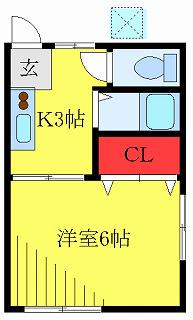 コーポMⅠ(1K/1階)の間取り写真