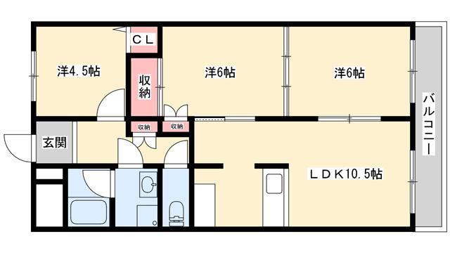 インタービレッジ別所(3LDK/3階)の間取り写真