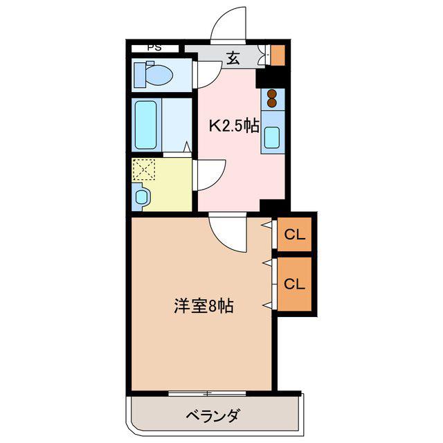 エクシブ金塚B棟(1K/3階)の間取り写真