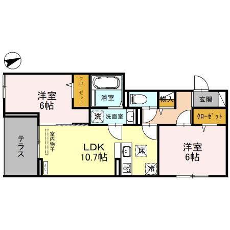 リビエール(2LDK/1階)の間取り写真