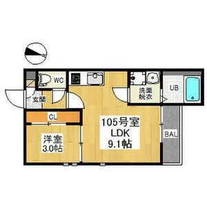GRANDTIC ETINCELLE(1LDK/1階)の間取り写真