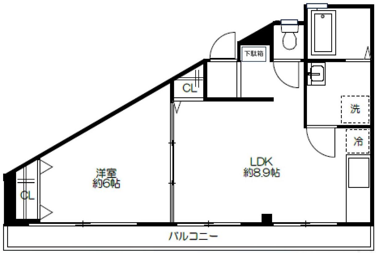 本町ビル(1LDK/3階)の間取り写真