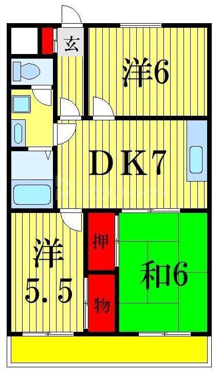 ハイグレードK(3DK/4階)の間取り写真