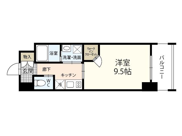 メゾンド小町(1K/9階)の間取り写真