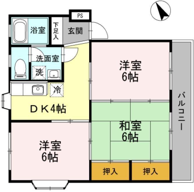 パレドゥ大淀(3DK/3階)の間取り写真