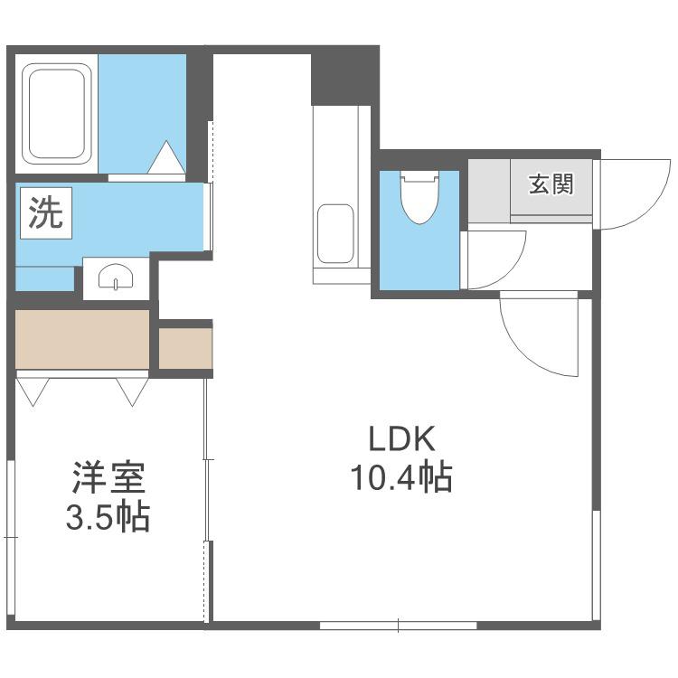 ラグナベルデ北15 PIANO(1LDK/3階)の間取り写真