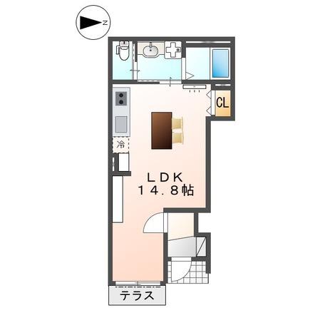 松原市丹南アパート(ワンルーム/1階)の間取り写真
