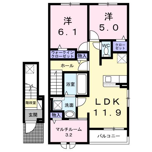 千里パークウェイII(2LDK/2階)の間取り写真