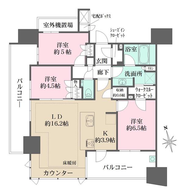 ザ・パークハウス上幟縮景園(3LDK/7階)の間取り写真