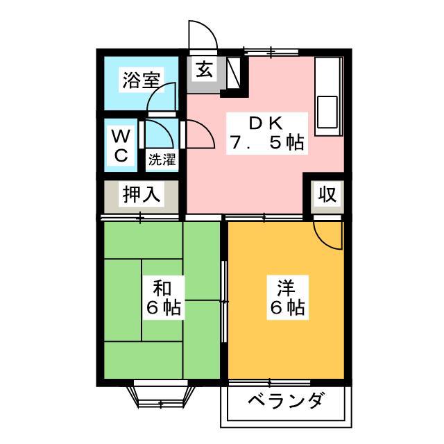 アンジュI番館(2DK/2階)の間取り写真