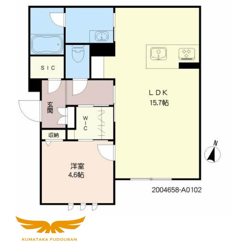 CASA FELICE 水前寺(1LDK/1階)の間取り写真
