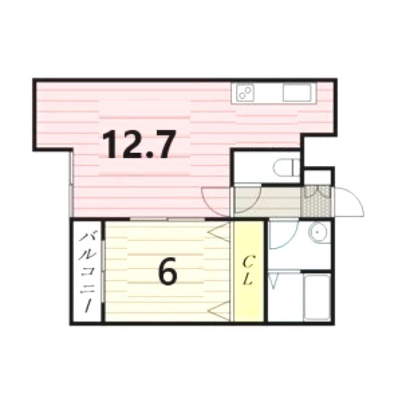 ベルファーレ発寒(1LDK/1階)の間取り写真