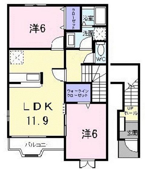 グレース・AKI壱番館(2LDK/2階)の間取り写真