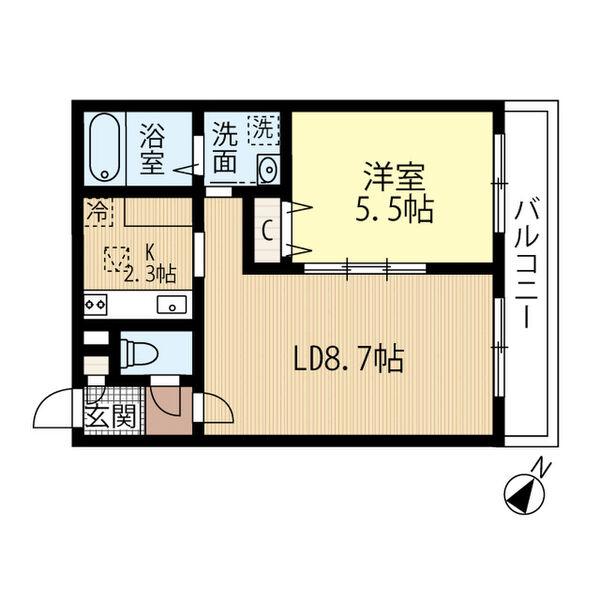 BILLS 桔梗(1LDK/3階)の間取り写真