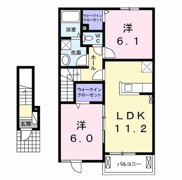 グリーンガーデンV(2LDK/2階)の間取り写真