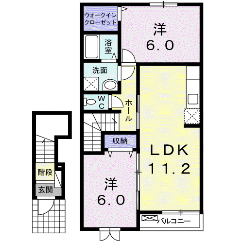 マリーコート(2LDK/2階)の間取り写真