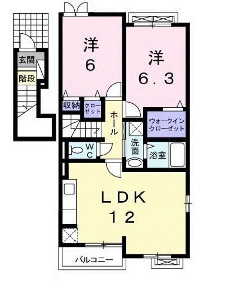 ブルック・サイド B(2LDK/2階)の間取り写真