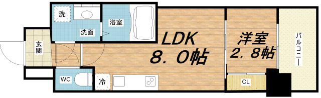 セレニテ本町東リアン(1LDK/5階)の間取り写真
