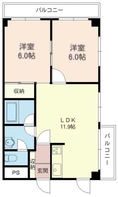 フェルミエ小机(2LDK/3階)の間取り写真