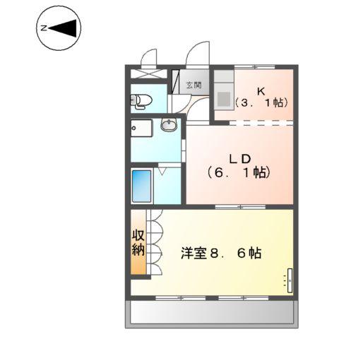 LIVELY HEIM(1LDK/2階)の間取り写真