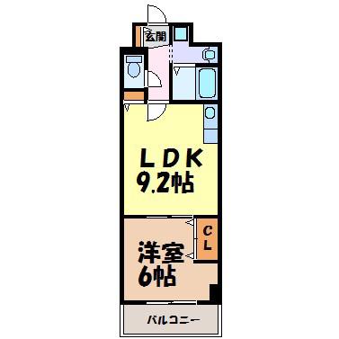 ヴァンクール新栄(1LDK/3階)の間取り写真